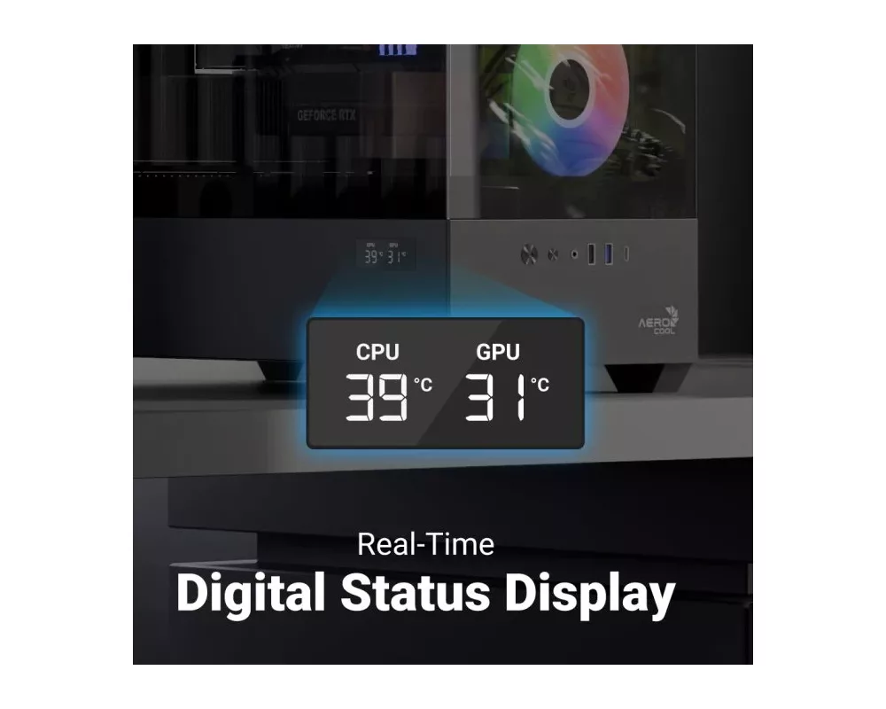 Кутия AeroCool ATX - P500D Digi-G-BK-v1 - Digital Display 7