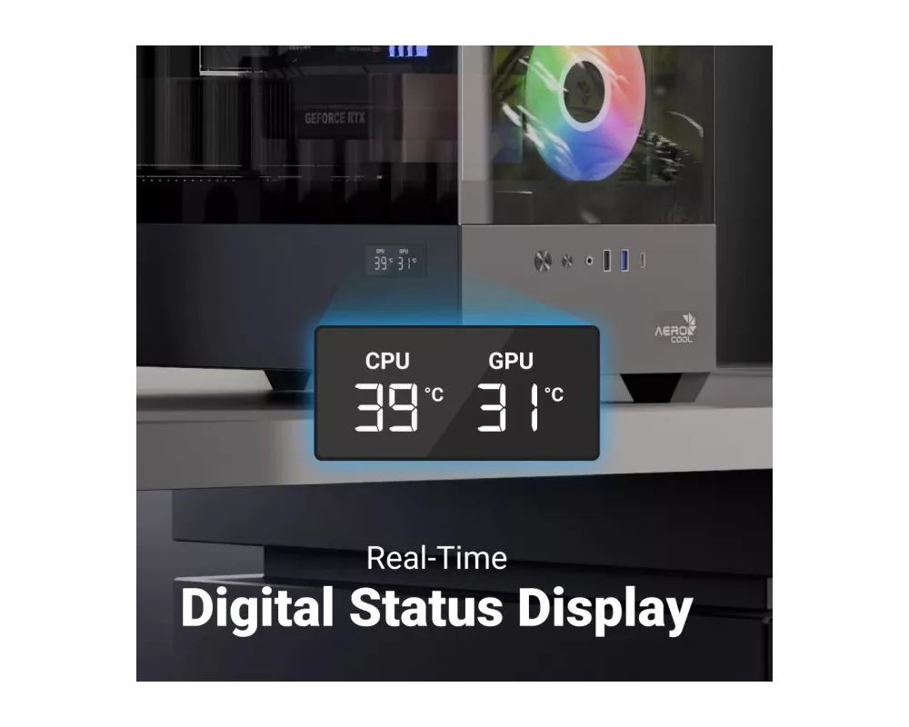 Кутия AeroCool mATX - P300D Digi-G-BK-v1 - Digital Display 15