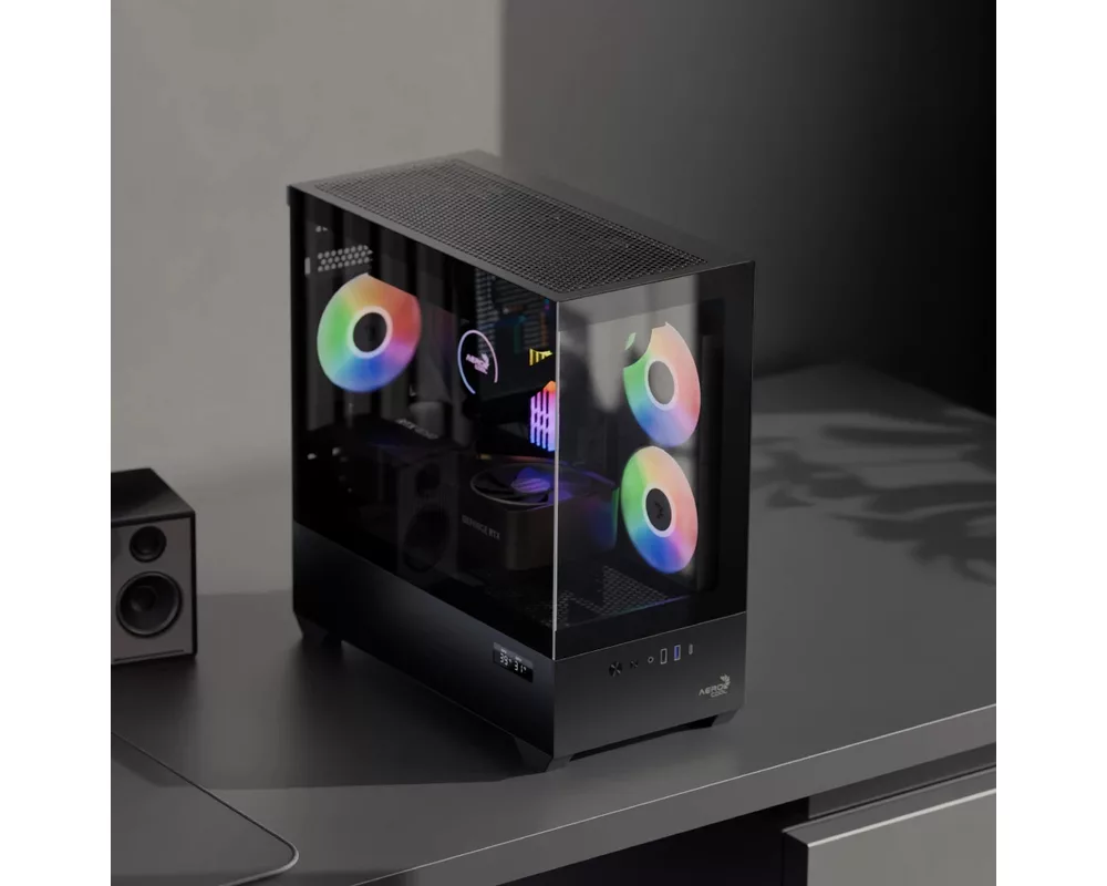 Кутия AeroCool mATX - P300D Digi-G-BK-v1 - Digital Display 8