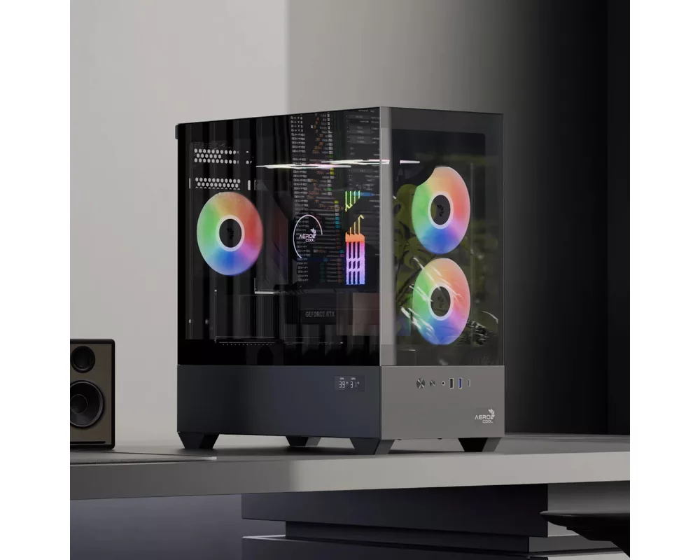 Кутия AeroCool mATX - P300D Digi-G-BK-v1 - Digital Display 6