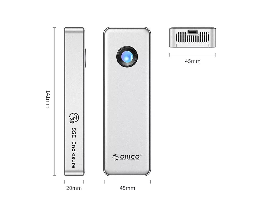 Аксесоар за съхранение Orico външна кутия за диск Storage - Case - M.2 NVMe M key - USB-C/A 3