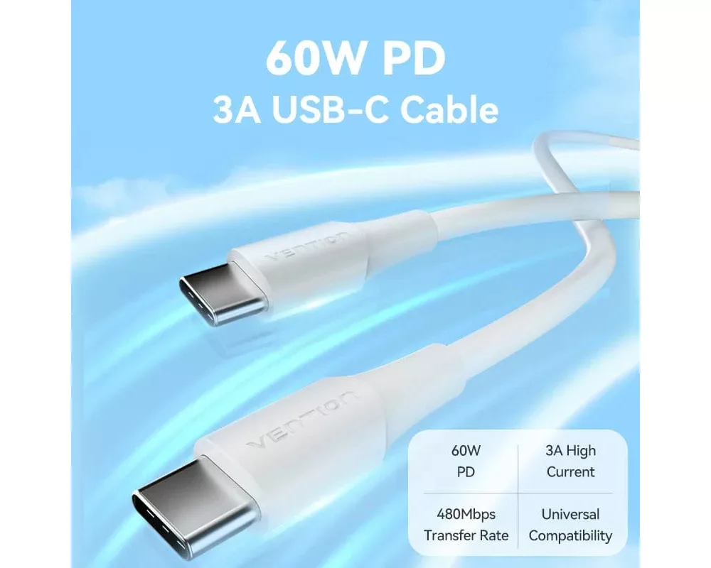 Кабел Vention Кабел USB 2.0 Type-C to Type-C -... 6