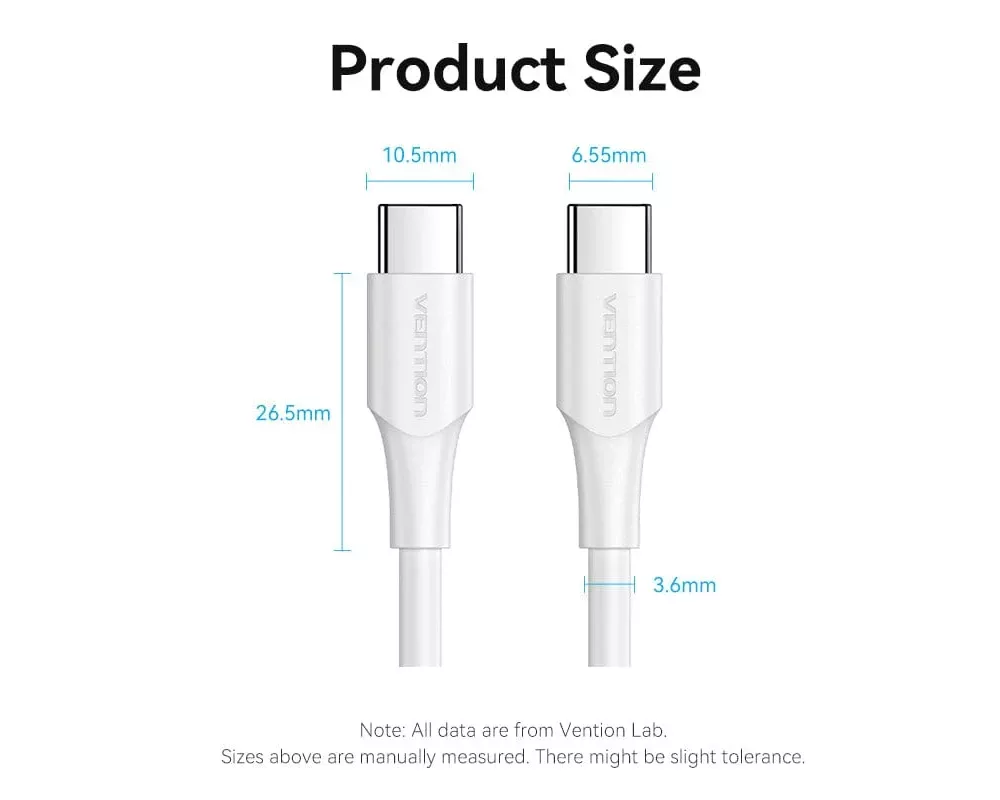 Кабел Vention Кабел USB 2.0 Type-C to Type-C -... 5