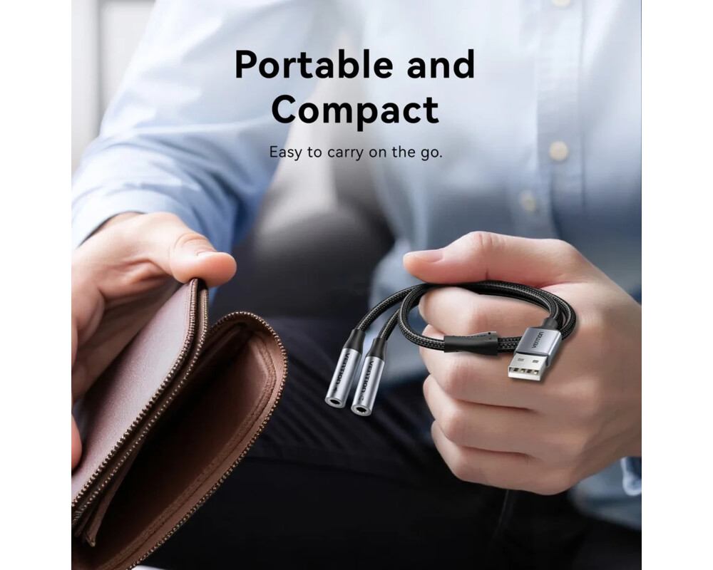 Звукова карта Vention USB Sound card 2-Port 0.25M Gray... 7