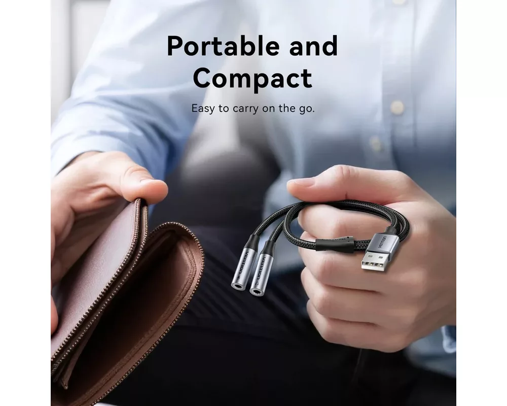 Звукова карта Vention USB Sound card 2-Port 0.25M Gray... 7