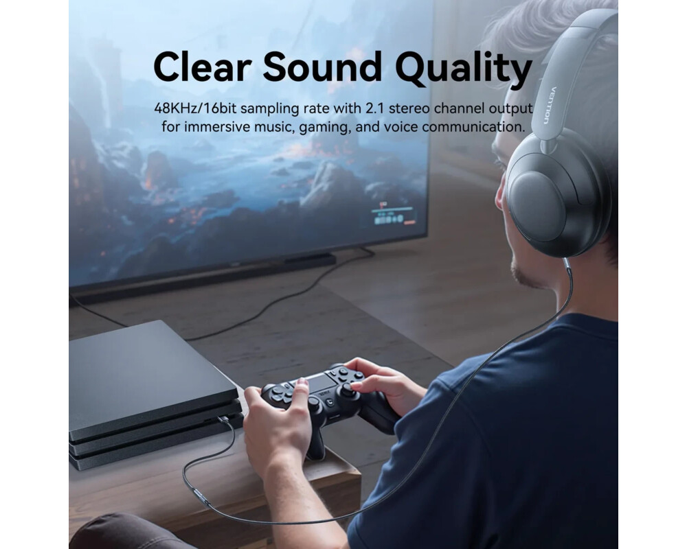 Звукова карта Vention USB Sound card 1-Port 0.25M Gray... 4