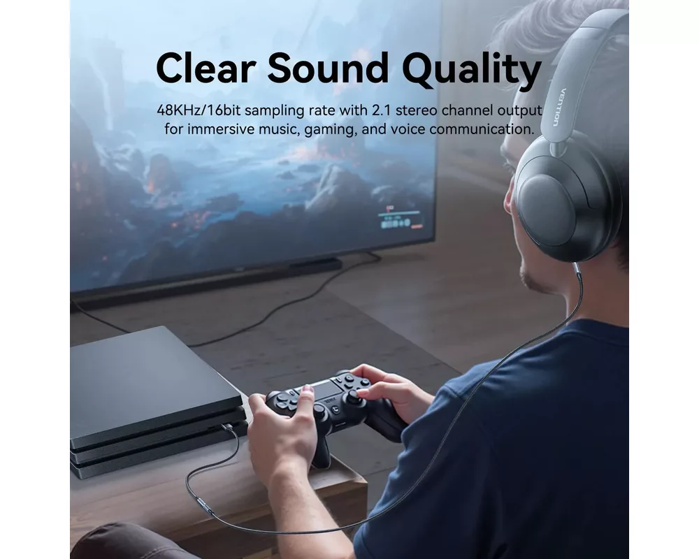 Звукова карта Vention USB Sound card 1-Port 0.25M Gray... 4