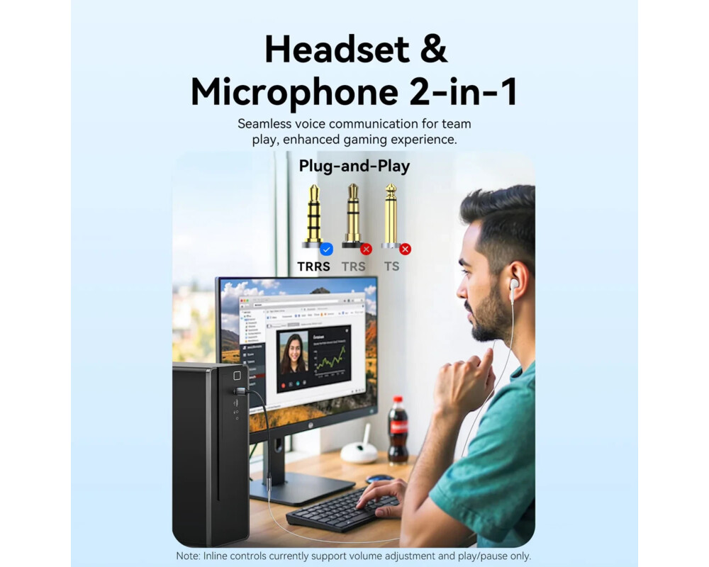 Звукова карта Vention USB Sound card 1-Port 0.25M Gray... 3