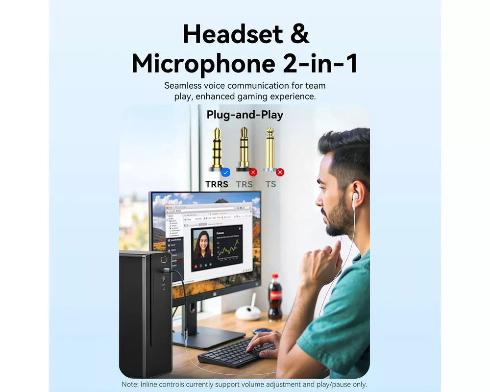 Звукова карта Vention USB Sound card 1-Port 0.25M Gray... 3