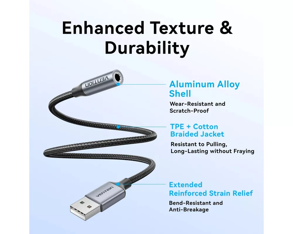 Звукова карта Vention USB Sound card 1-Port 0.25M Gray... 6