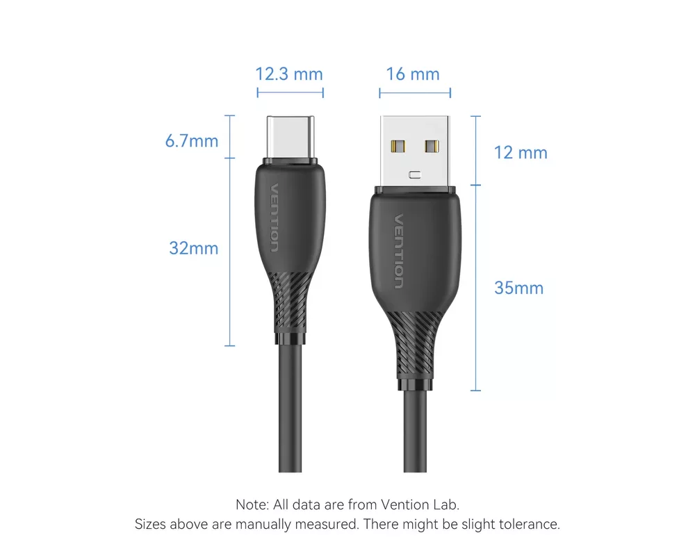 Кабел Vention Кабел USB 2.0 A Male to C Male 3... 12
