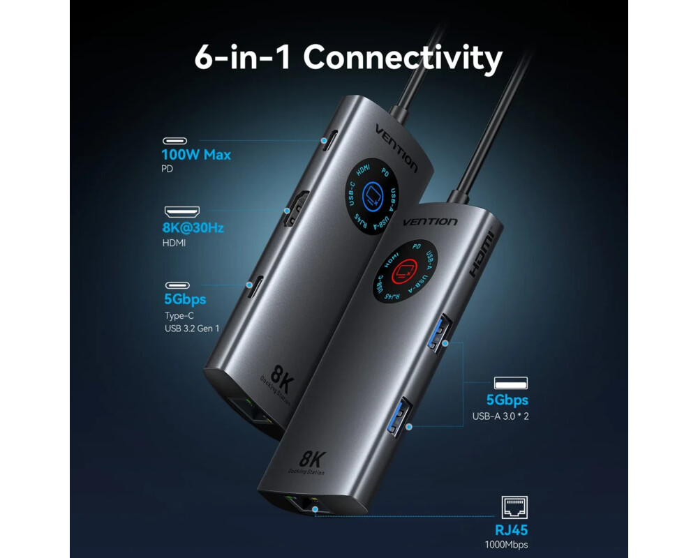 Докинг станция Vention Docking Station Type-C - TQZHB - 8K 3