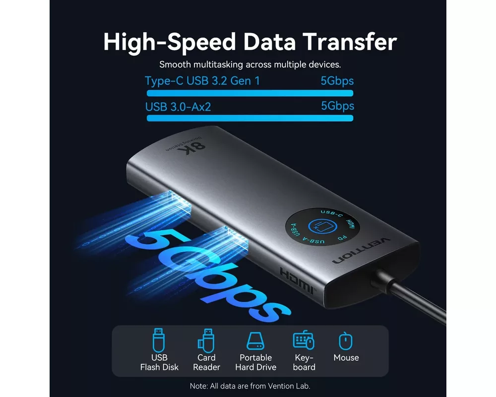 Докинг станция Vention Docking Station Type-C - TQZHB - 8K 6