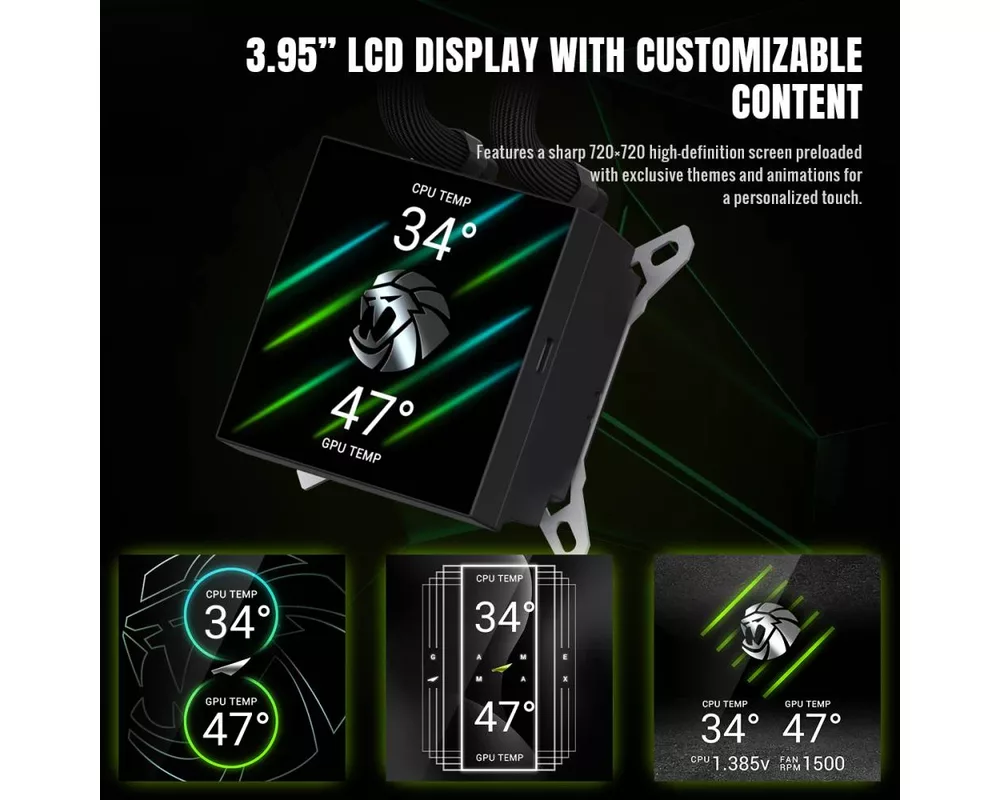 Охладител за процесор Gamemax GLACIER 360 LCD BK - Addressable... 14