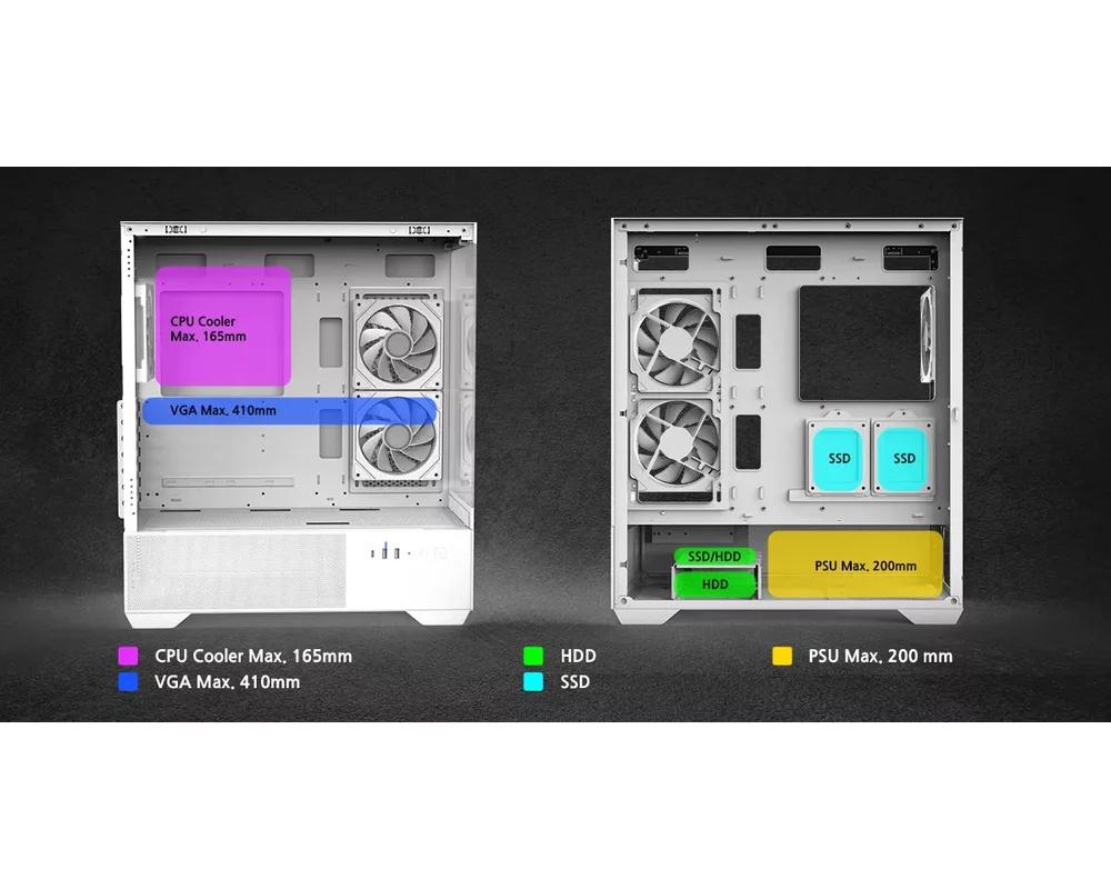 Кутия Zalman ATX - Chronix WHITE V2 - 3 x 120 mm A-RGB 13