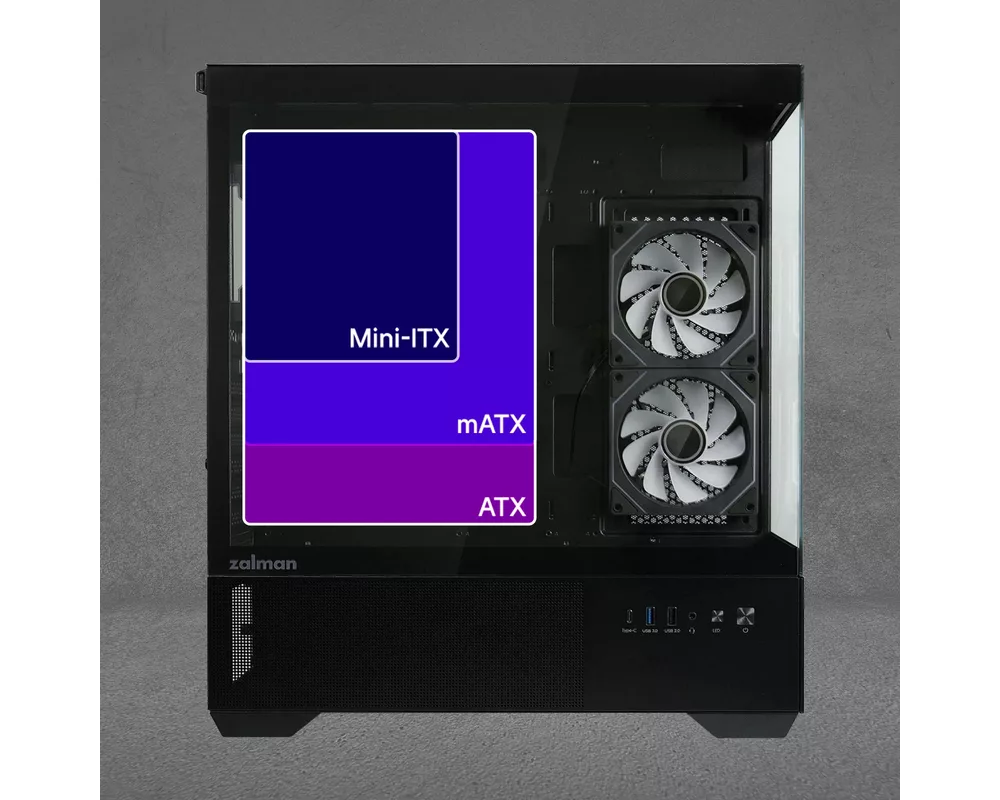 Кутия Zalman ATX - Chronix BLACK V2 - 3 x 120 mm A-RGB 16