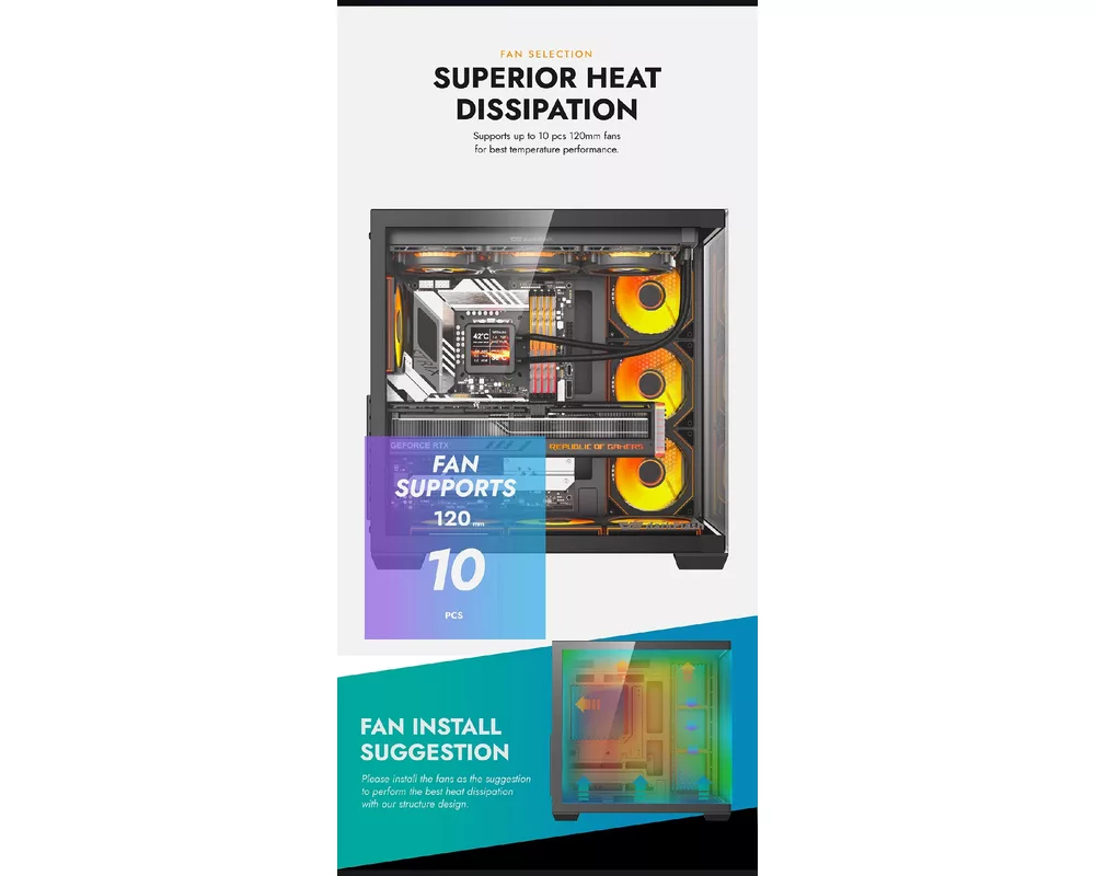 Кутия Darkflash EATX - C280 Black - 7 ARGB fan... 10