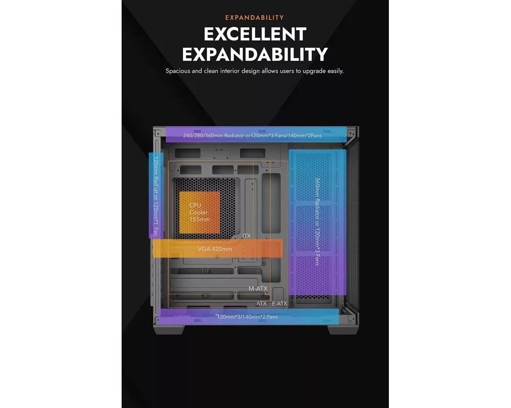 Кутия Darkflash EATX - C280 Black - 7 ARGB fan... 9