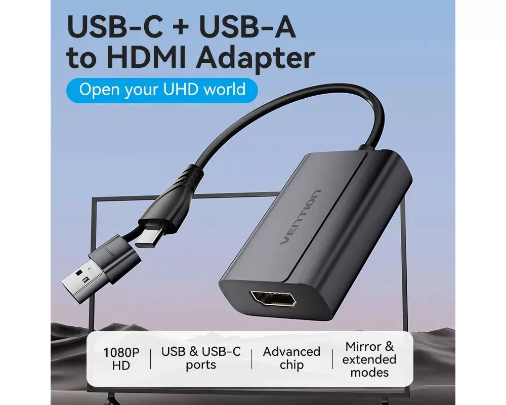 Адаптери Vention адаптер Adapter USB-C/A to HDMI... 2