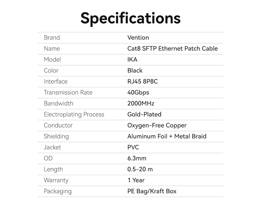Мрежов кабел Vention Кабел LAN SFTP Cat.8 Patch Cable... 13
