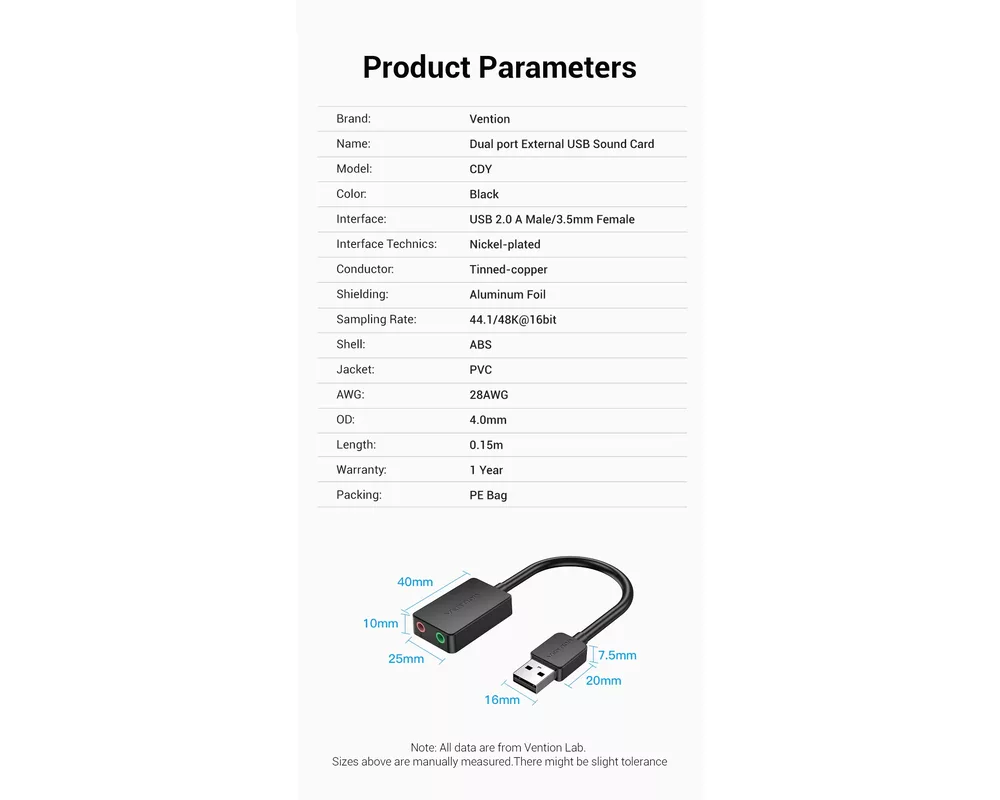 Звукова карта Vention USB Sound card - CDYB0 13