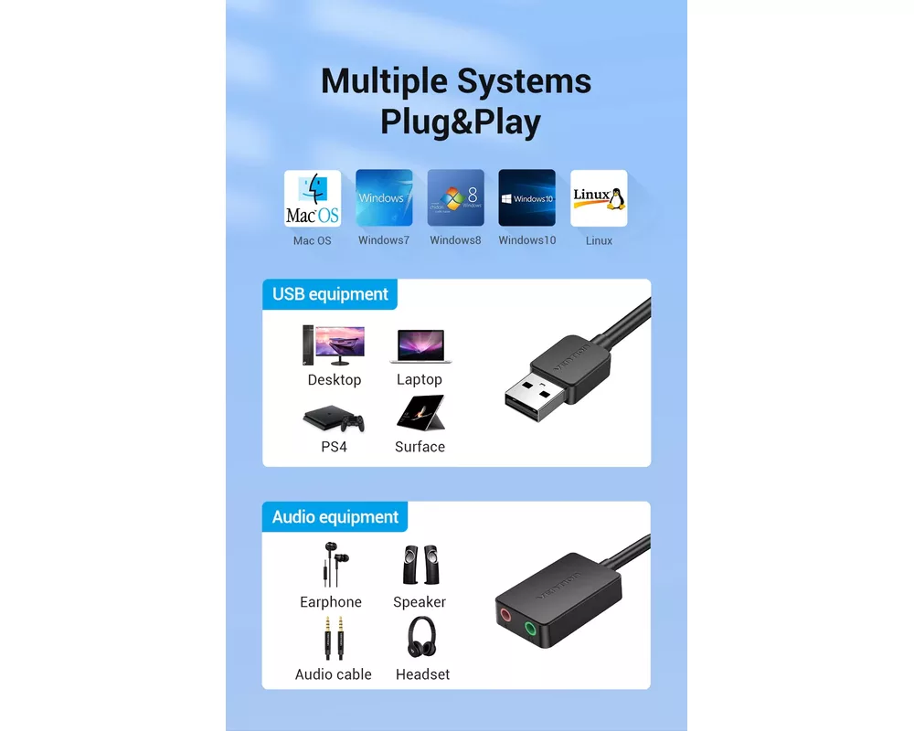 Звукова карта Vention USB Sound card - CDYB0 8