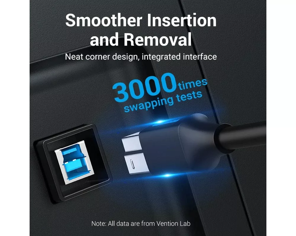 Кабел Vention Кабел USB 3.0 AM / BM - 0.5M Bla... 2