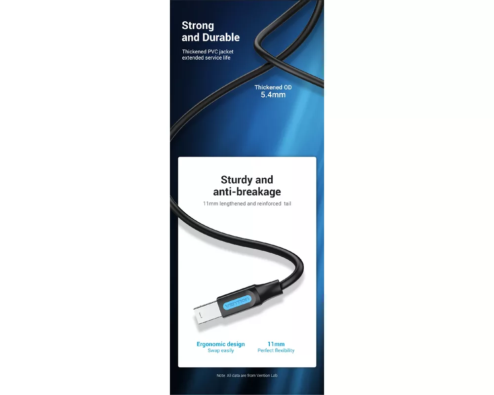 Кабел Vention Кабел USB 3.0 AM / BM - 0.5M Bla... 10