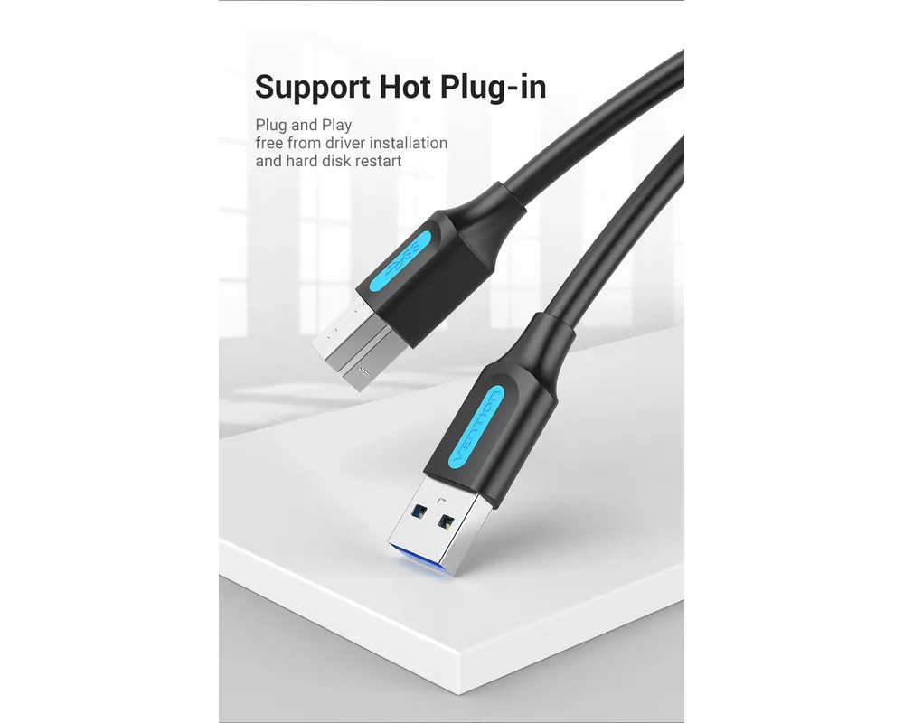 Кабел Vention Кабел USB 3.0 AM / BM - 0.5M Bla... 7