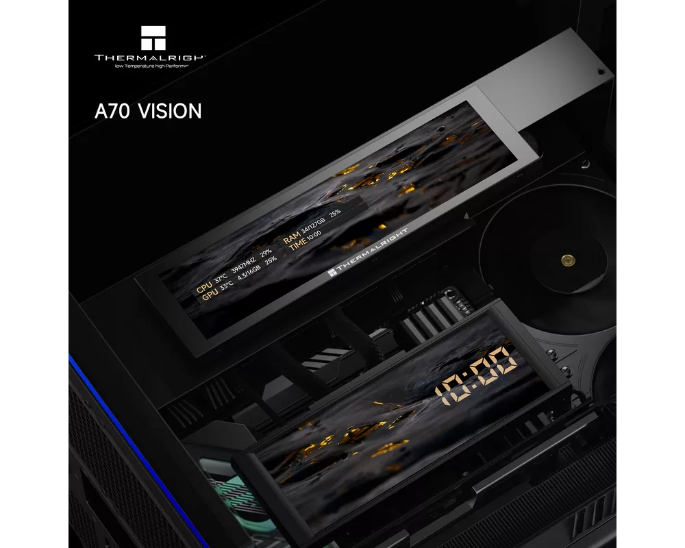 Кутия Thermalright ATX - TR-A70 Vision Black - 9.16 inch LCD Display 8