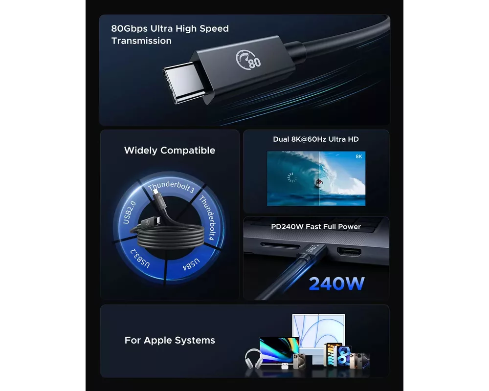 Кабел Orico кабел Cable Thunderbolt 5 / USB4 -... 9