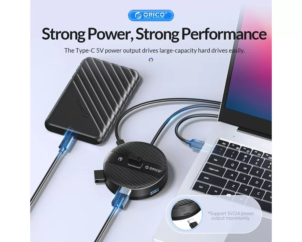 USB хъб Orico HUB USB3.1 Type-C 4 port - 4 x USB3.0 White 14