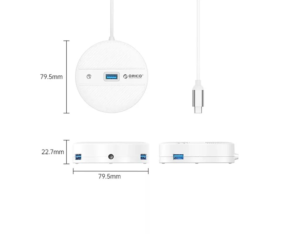 USB хъб Orico HUB USB3.1 Type-C 4 port - 4 x USB3.0 White 2
