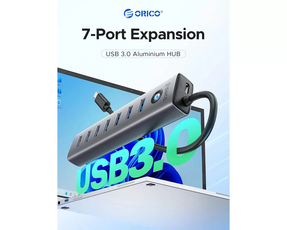 USB хъб Orico USB3.0 HUB 7 port Black - CL7U-U3-... 6