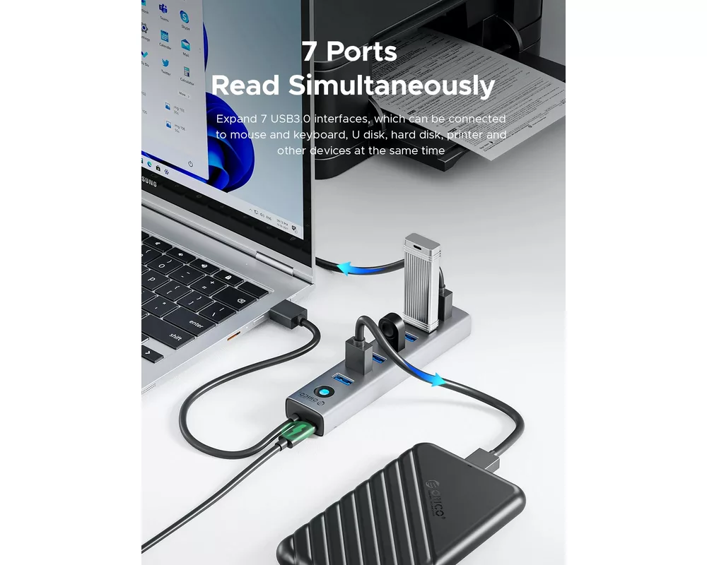 USB хъб Orico USB3.0 HUB 7 port Black - CL7U-U3-... 5