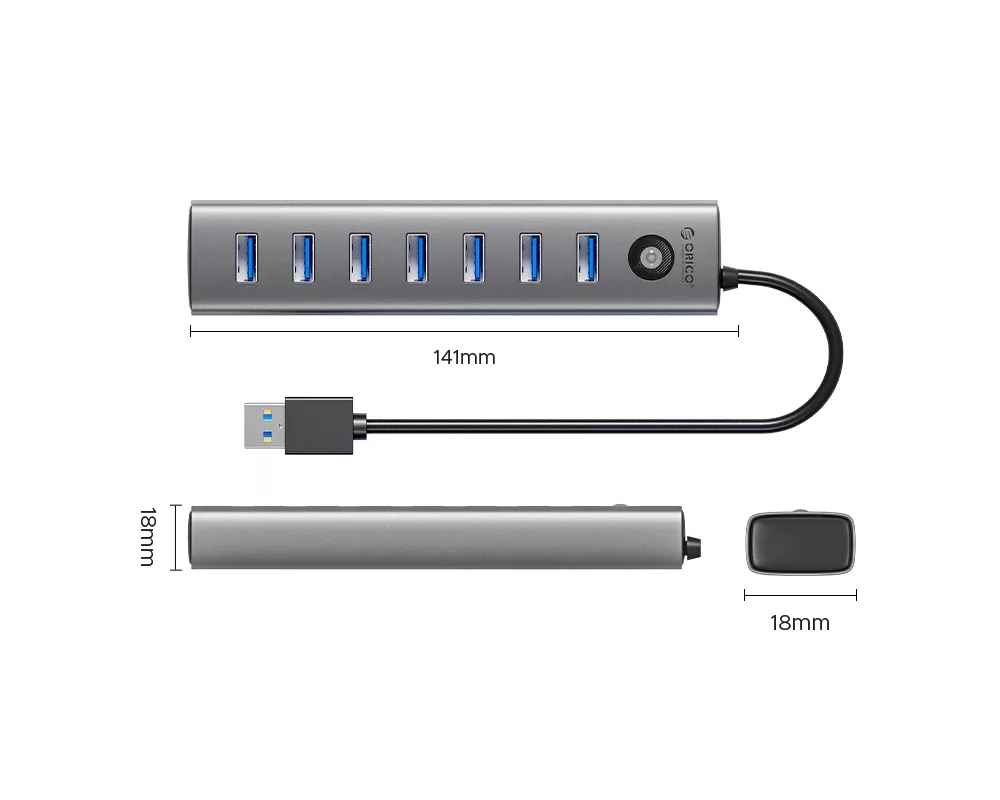 USB хъб Orico USB3.0 HUB 7 port Black - CL7U-U3-... 9
