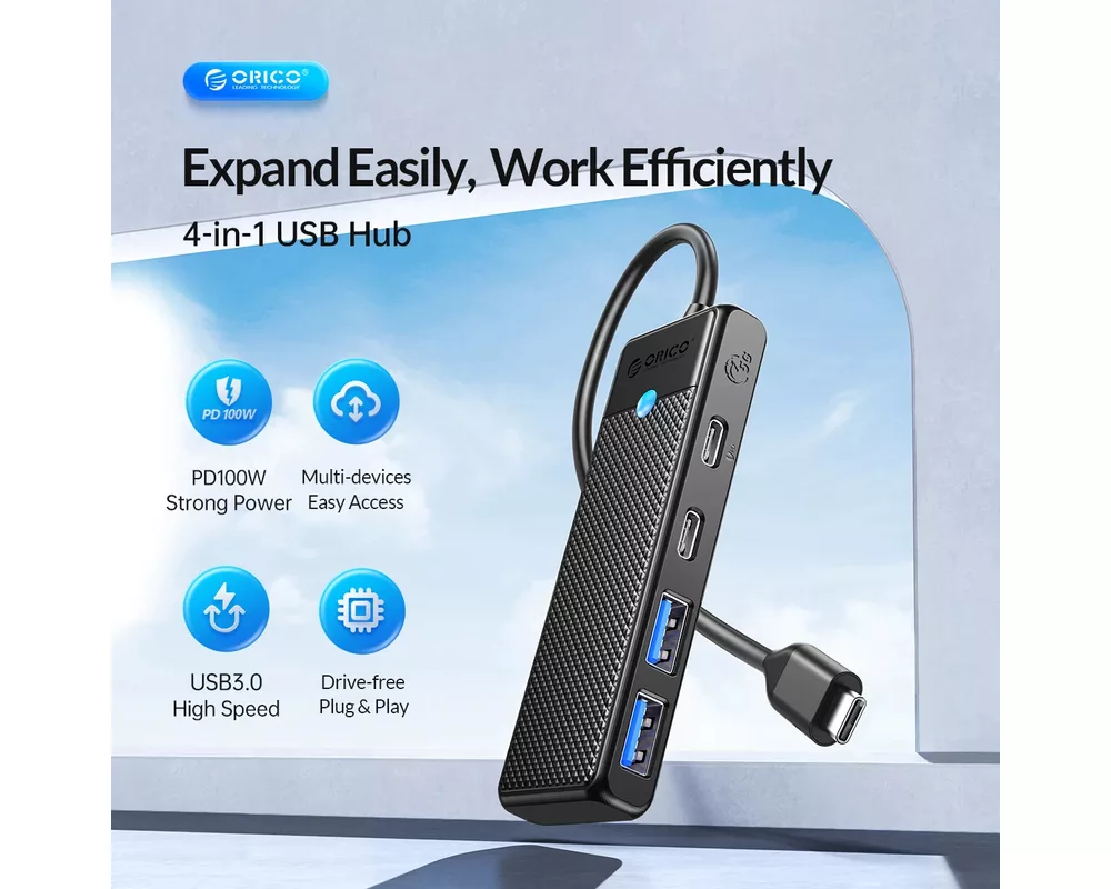 USB хъб Orico USB3.1 HUB Type-C - 2 x USB3.0 5