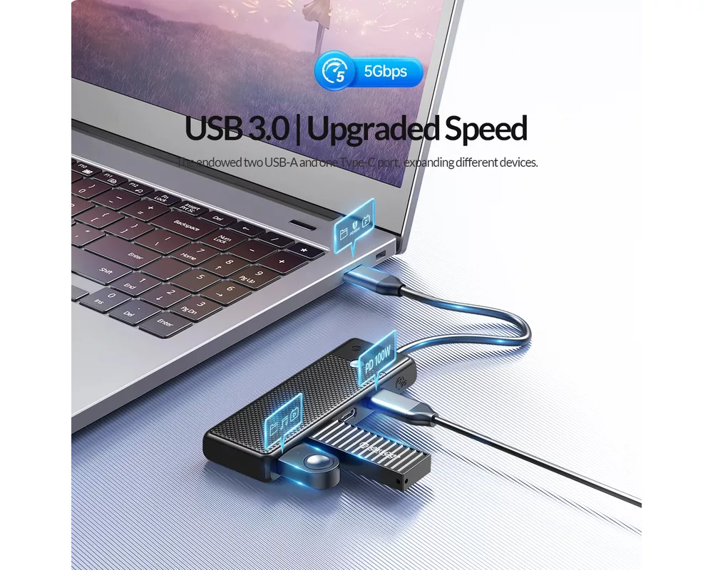USB хъб Orico USB3.1 HUB Type-C - 2 x USB3.0 13