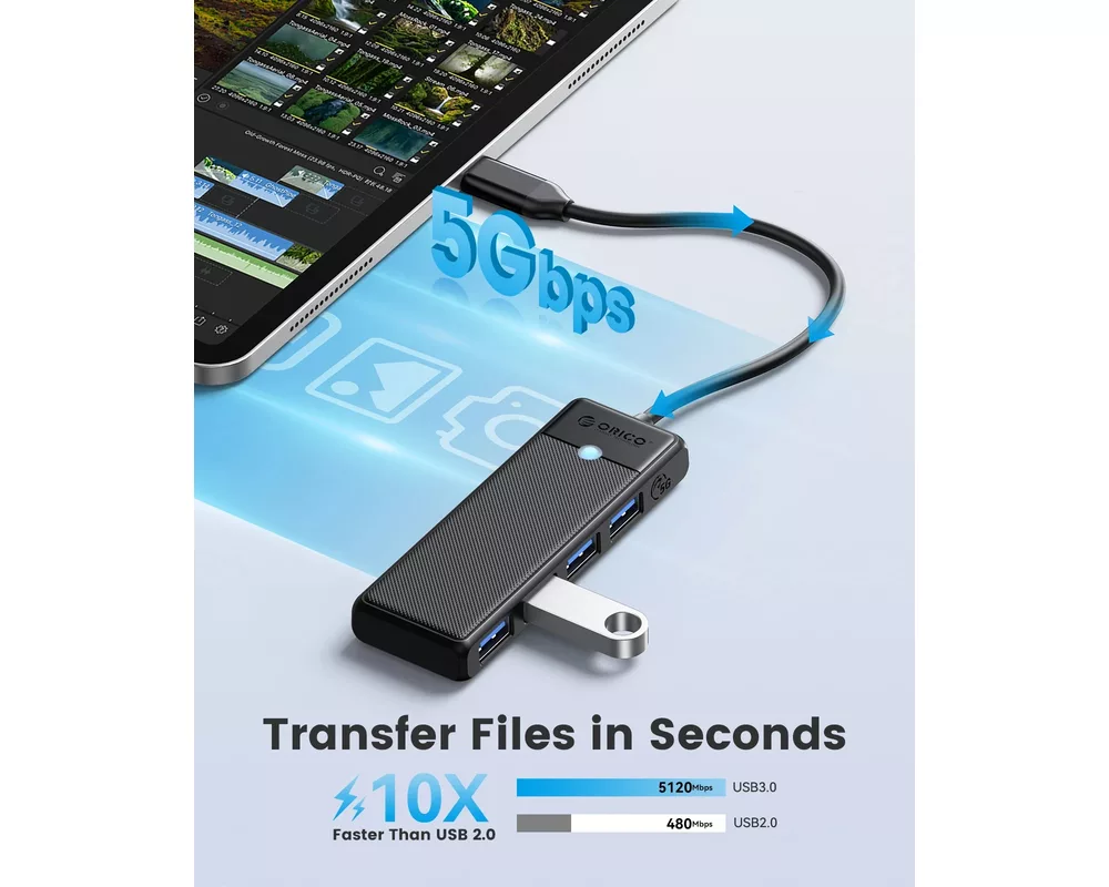 USB хъб Orico USB3.1 HUB Type-C - 4 x USB3.0 - P... 3