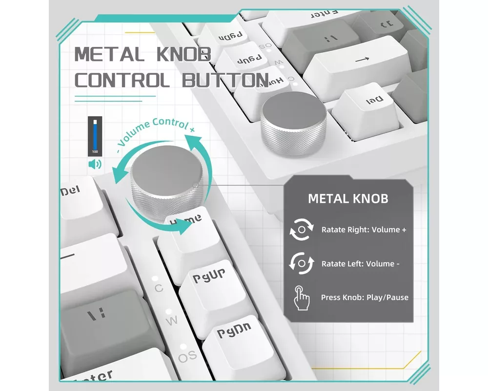 Клавиатура Ajazz геймърска механична AK820 - Mille feuille Yellow Switches [Linear] 5