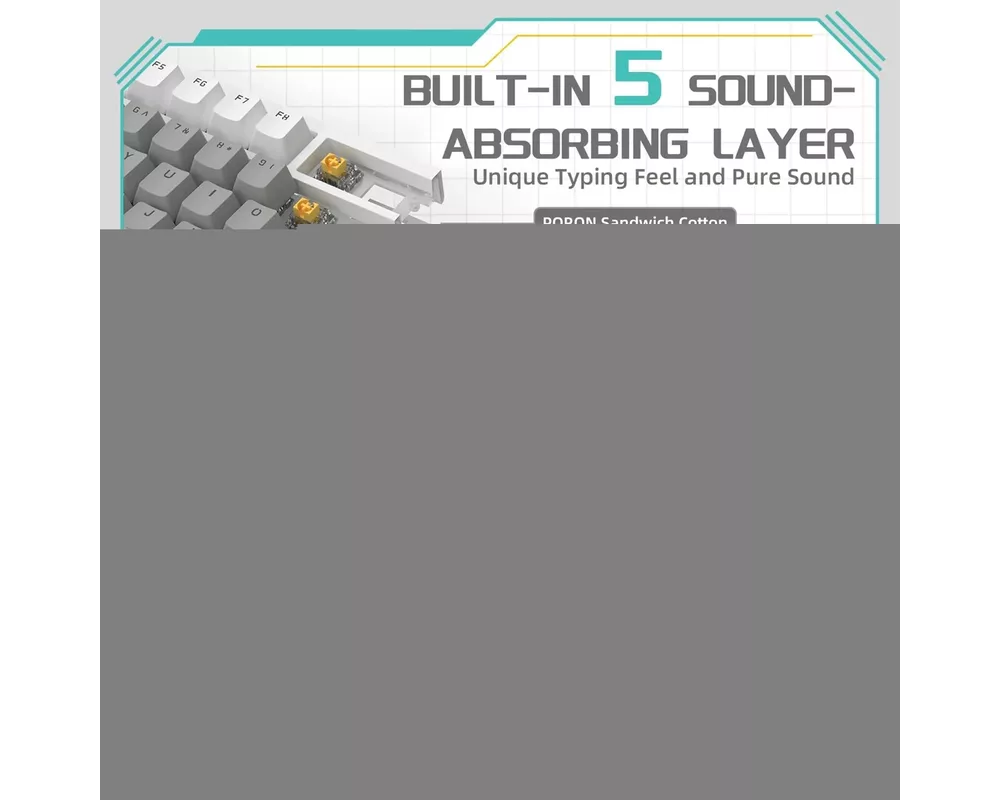 Клавиатура Ajazz геймърска механична AK820 - Mille feuille Yellow Switches [Linear] 6