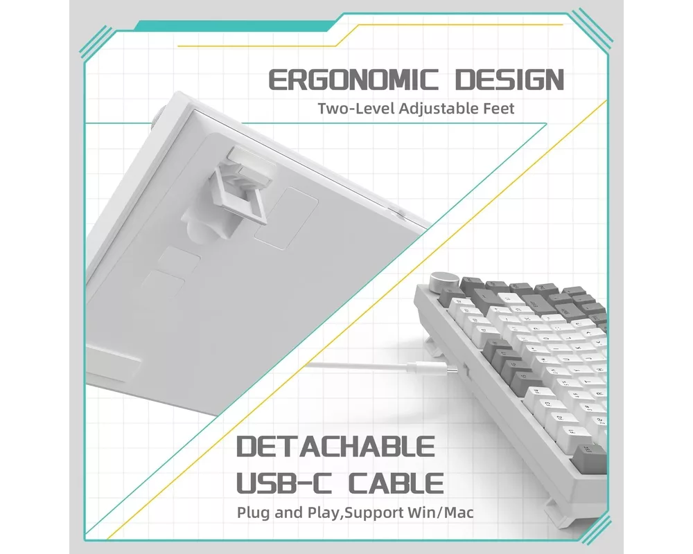 Клавиатура Ajazz геймърска механична AK820 - AS Red Switch [Linear] 4