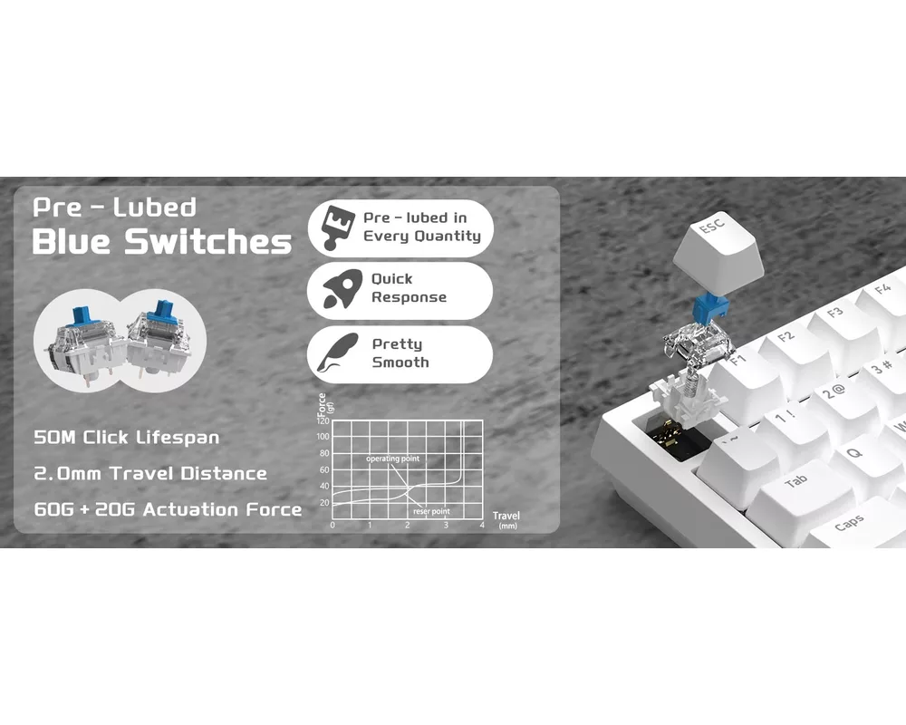 Клавиатура Ajazz геймърска механична AK820 - Blue Switches [Tactile] 6