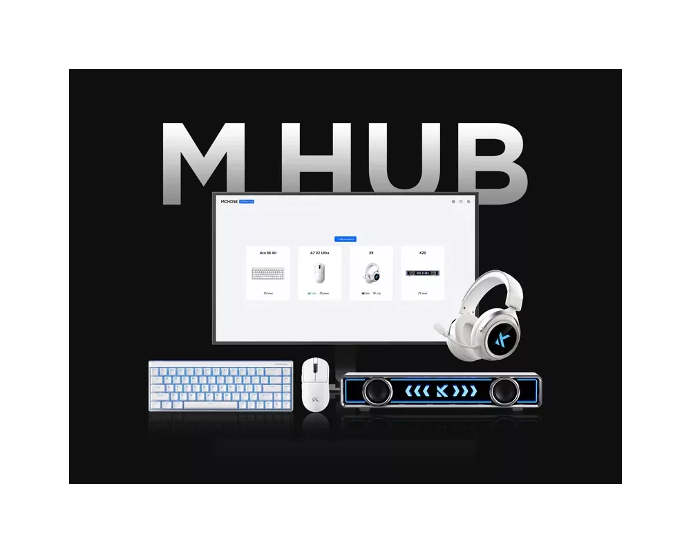 Мишка MCHOSE професионална A7 V2 Ultra White - Wireless Gaming Mouse - Dual 8K 11
