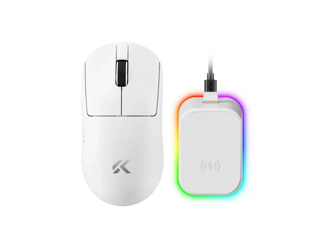 Мишка MCHOSE професионална A7 V2 Ultra White - Wireless Gaming Mouse - Dual 8K 2