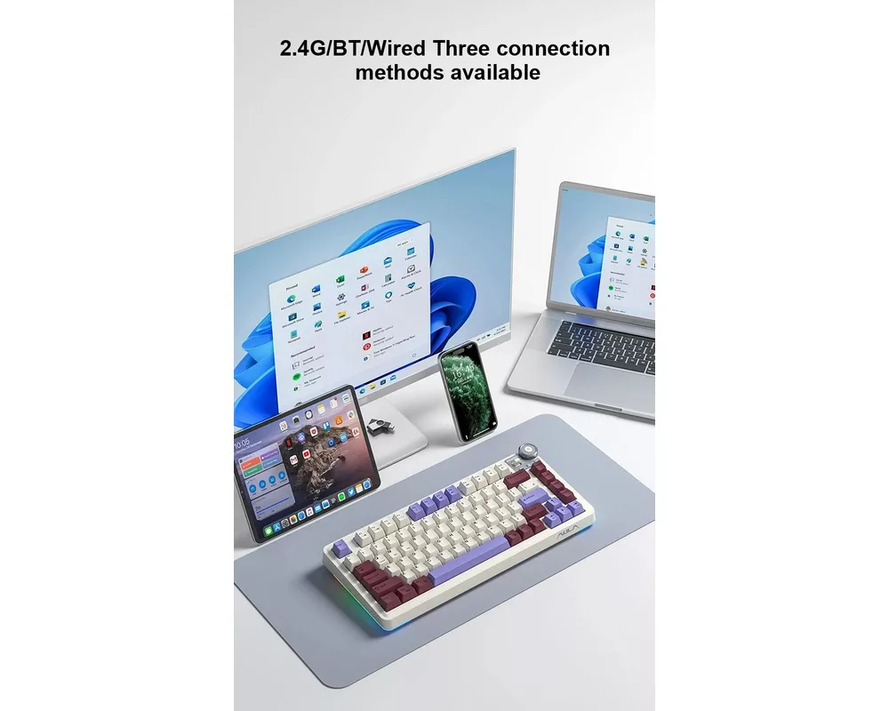 Клавиатура Aula геймърска механична клавиатура Wireless Gaming Mechanical Keyboard AU75 - Bloomfield Switch [Linear] 9