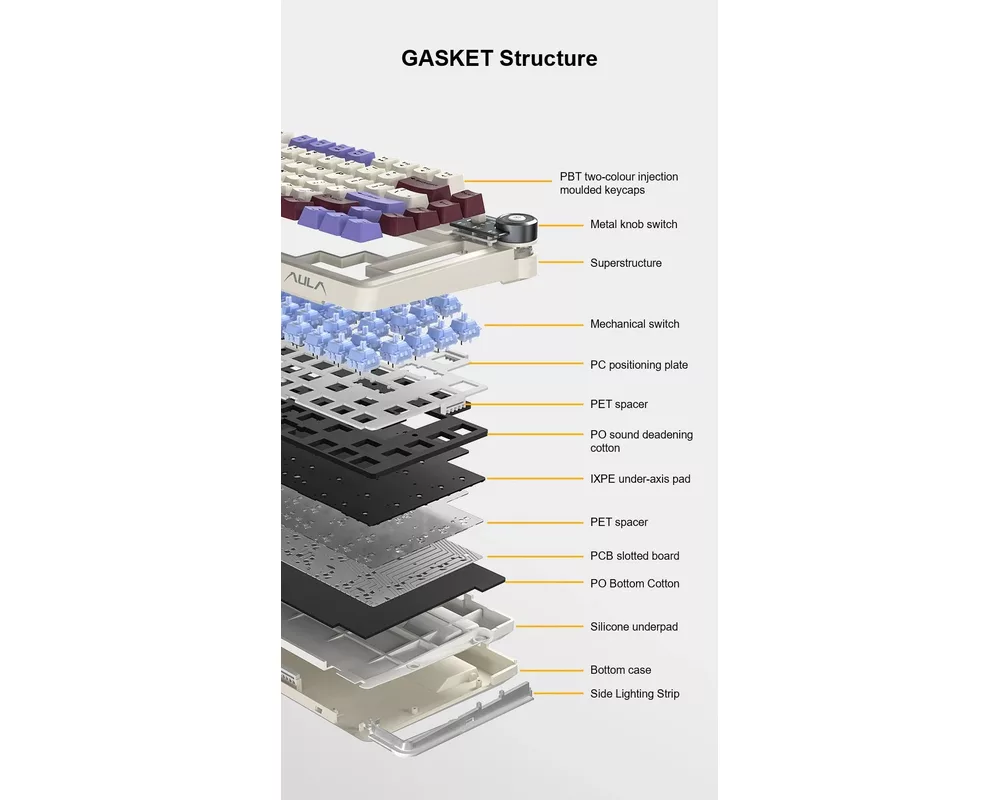 Клавиатура Aula геймърска механична клавиатура Wireless Gaming Mechanical Keyboard AU75 - Bloomfield Switch [Linear] 4