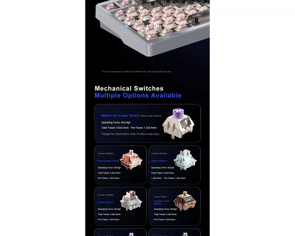 Клавиатура Aula геймърска механична клавиатура Wireless Gaming Mechanical Keyboard NOVA 75 - Star Vector Switch [Linear] 15