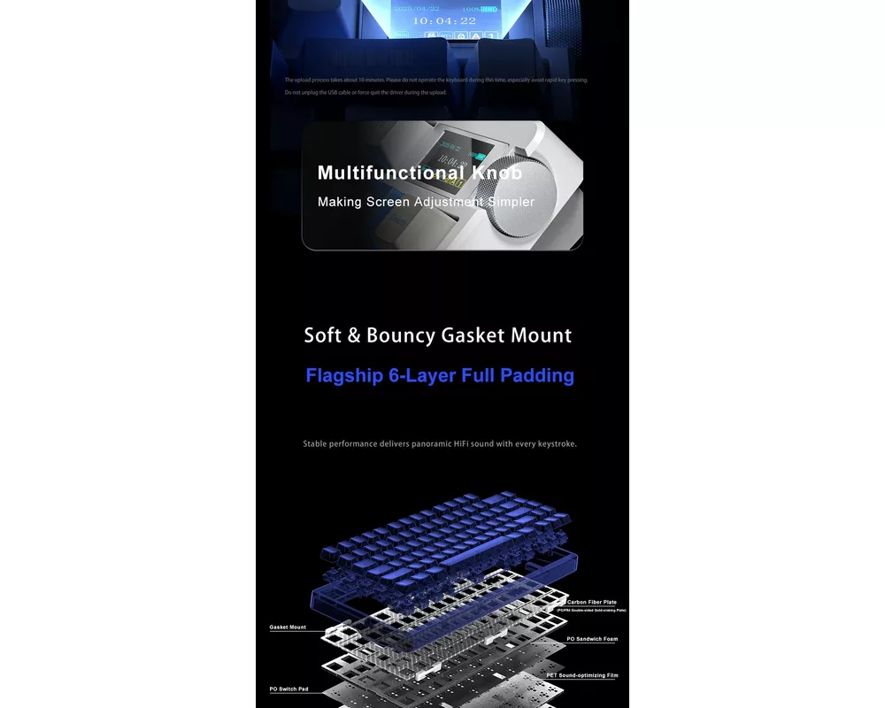 Клавиатура Aula геймърска механична клавиатура Wireless Gaming Mechanical Keyboard NOVA 75 - Star Vector Switch [Linear] 8