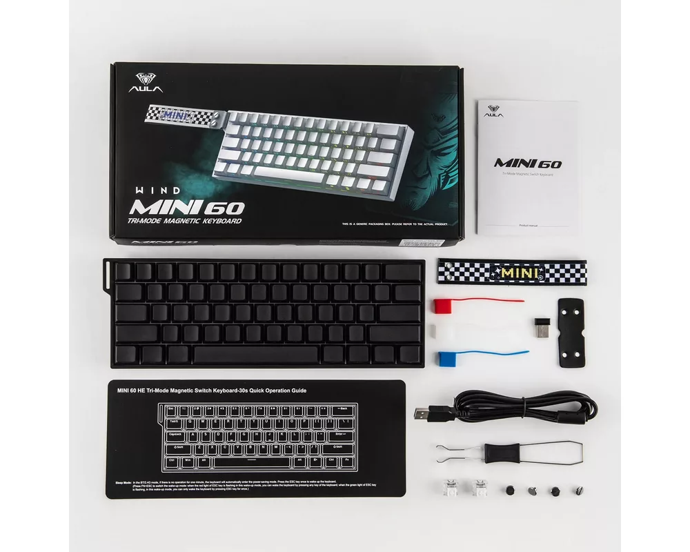 Клавиатура Aula геймърска механична клавиатура Wireless Gaming Mechanical Keyboard MINI 60 HE PRO 8K - Stormrise Magnetic Switch [Linear] 15
